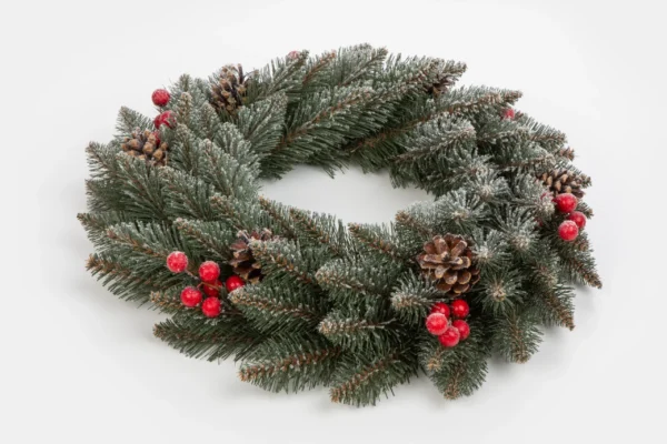 Siberian Frosted Spruce with Holly PVC Wreath - Image 2