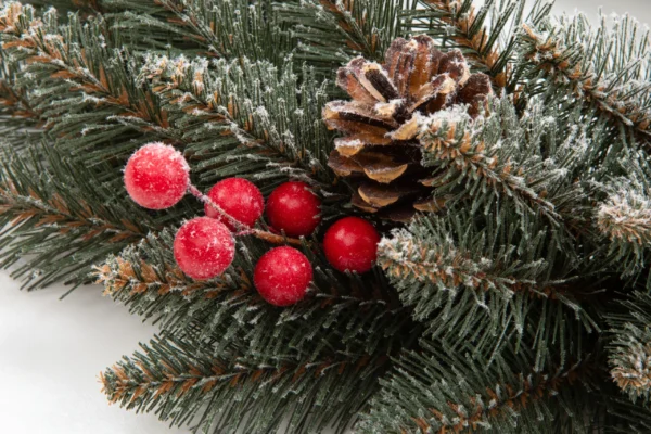 Siberian Frosted Spruce with Holly PVC Wreath - Image 3