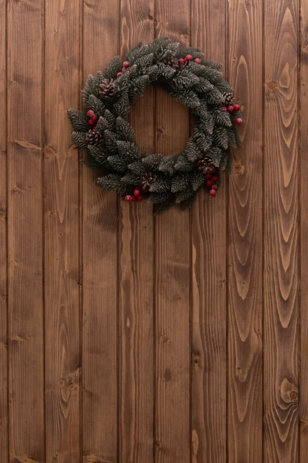 Siberian Frosted Spruce with Holly PVC Wreath