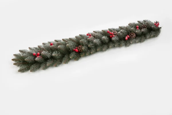 Siberian Spruce Snow Covered Holly PVC Garland - Image 2