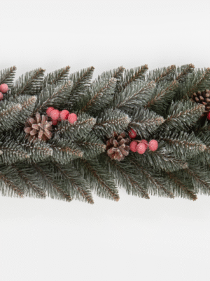 Siberian Spruce Snow Covered Holly PVC Artificial Christmas Garland 1m